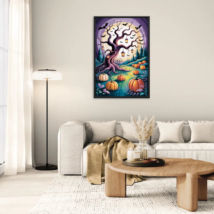 Enchanted Night Mystical Halloween - Living Room Black Frame Canvas