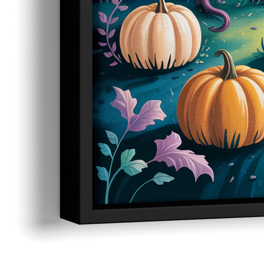 Enchanted Night Mystical Halloween - Close-Up Black Frame Canvas