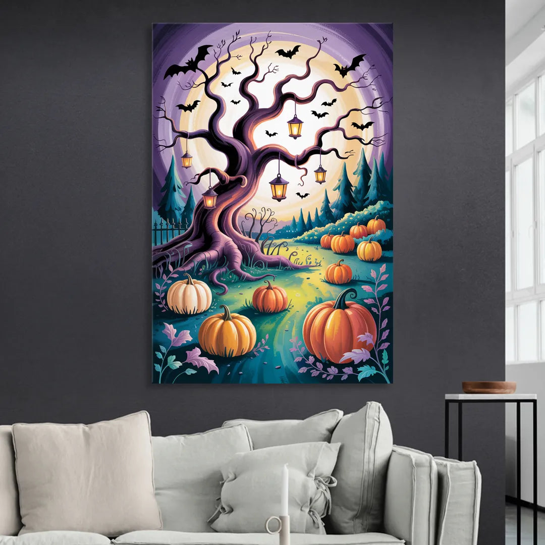 Enchanted Night Mystical Halloween Living Room - Canvas Wall Art