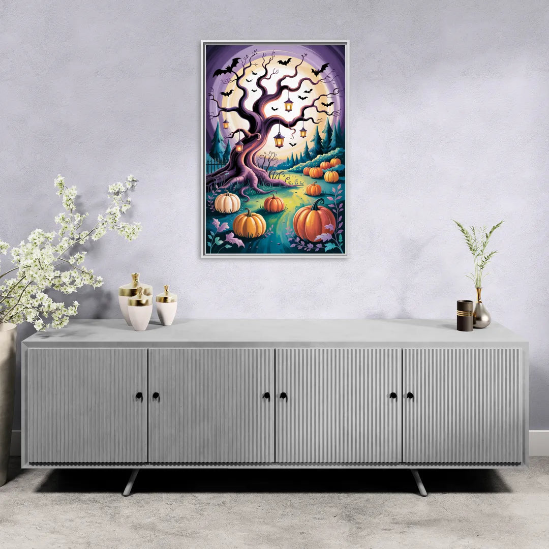 Enchanted Night Mystical Halloween - Living Room White Frame Canvas