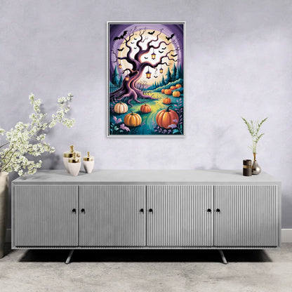 Enchanted Night Mystical Halloween - Living Room White Frame Canvas