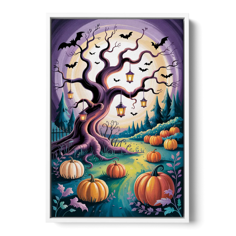 Enchanted Night Mystical Halloween Front - White Canvas Wall Art