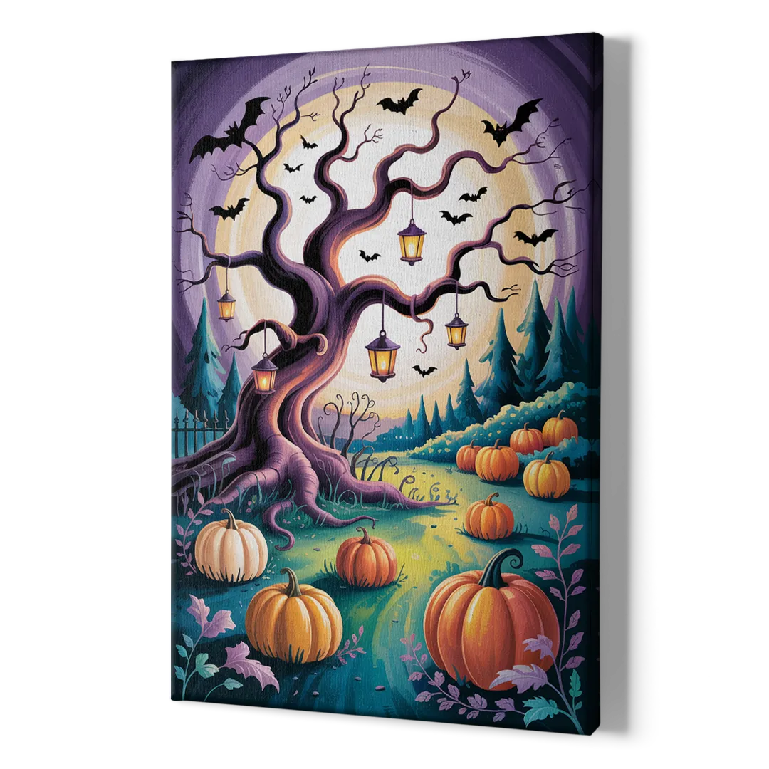Enchanted Night Mystical Halloween - Canvas Print Art Sides