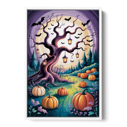 Enchanted Night Mystical Halloween - White Frame Canvas