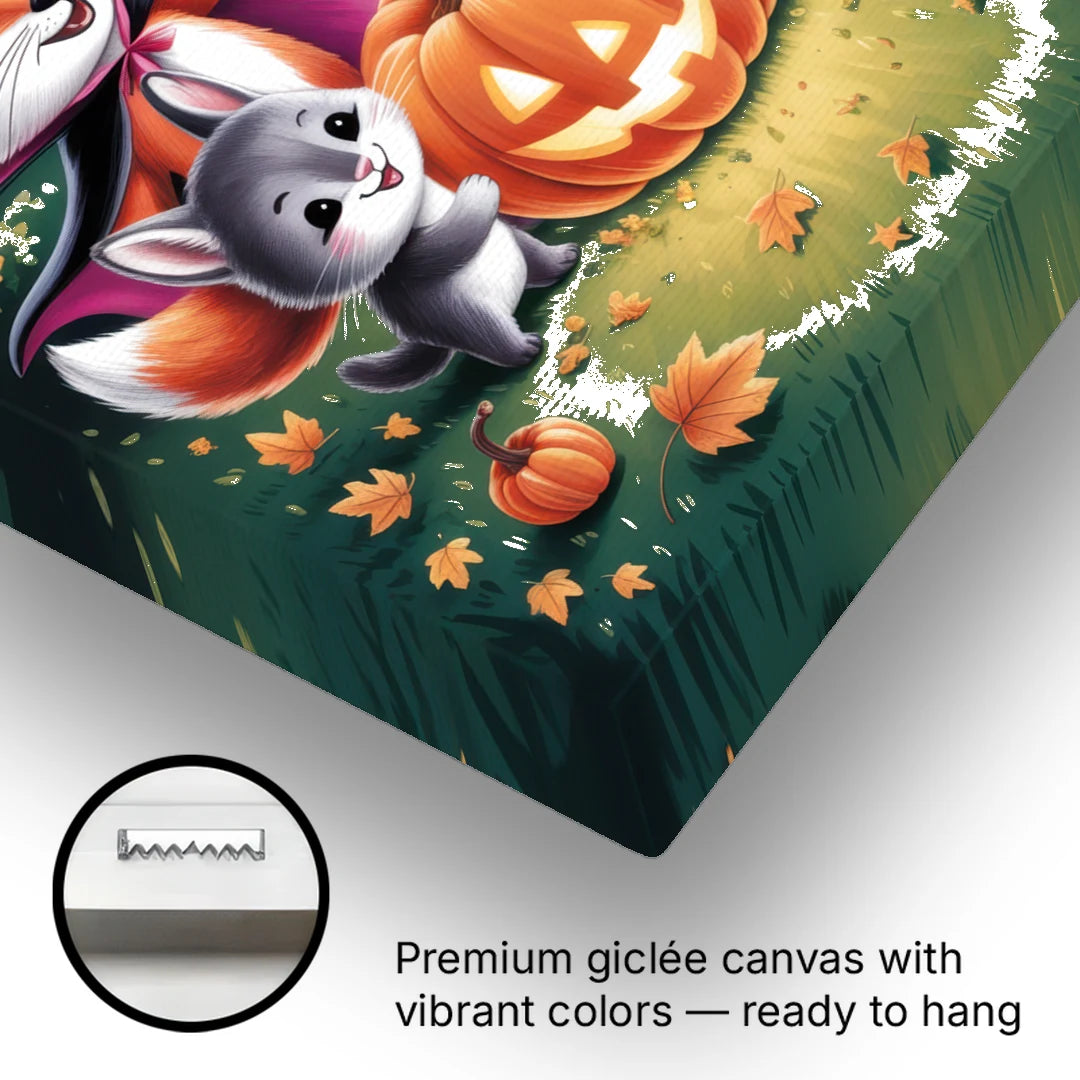 Enchanting Animals Festivity Cute Halloween - Canvas Wall Art - Gallery Wrap Corner