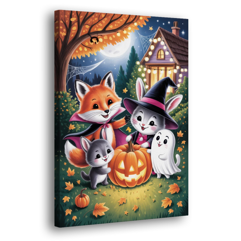 Enchanting Animals Festivity Cute Halloween - Canvas Wall Art - Side