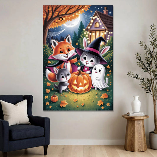 Enchanting Animals Festivity Cute Halloween - Canvas Wall Art - Sofa - 40x60