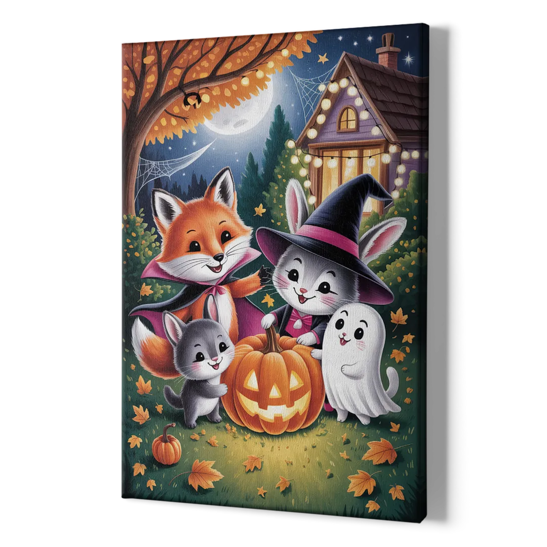 Enchanting Animals Festivity Cute Halloween - Canvas Print Art Sides