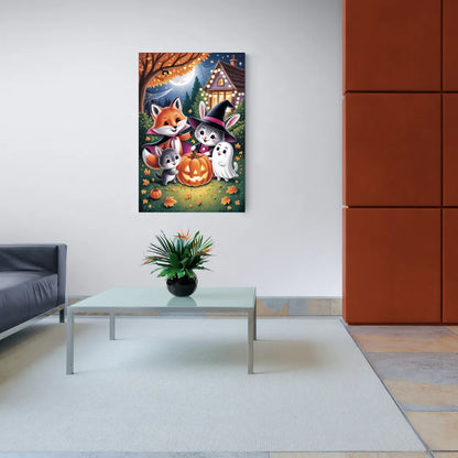 Enchanting Animals Festivity Cute Halloween - Canvas Wall Art Living Room
