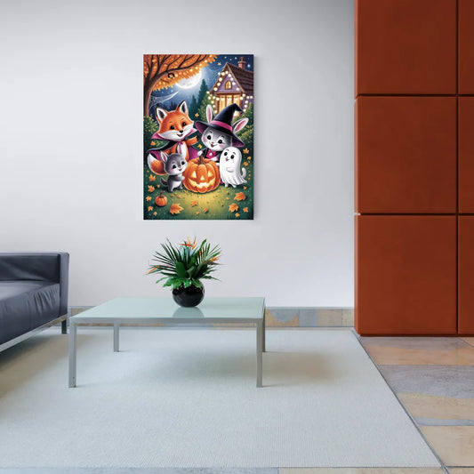 Enchanting Animals Festivity Cute Halloween - Canvas Wall Art Living Room
