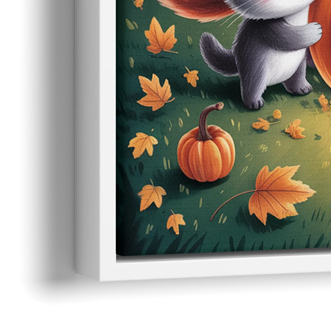 Enchanting Animals Festivity Cute Halloween - Close-Up White Frame Canvas