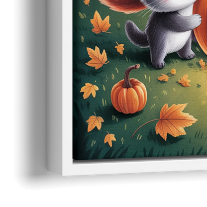 Enchanting Animals Festivity Cute Halloween - Close-Up White Frame Canvas