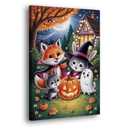 Enchanting Animals Festivity Cute Halloween Side - Canvas Wall Art