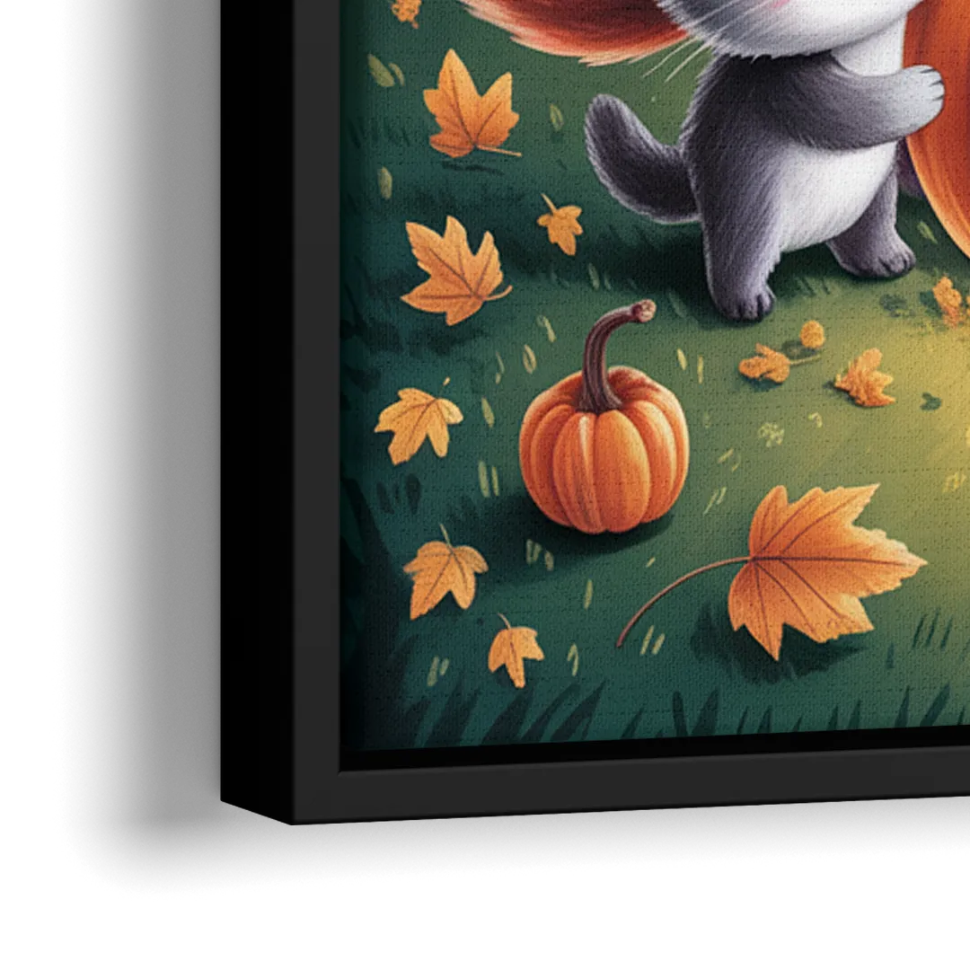 Enchanting Animals Festivity Cute Halloween - Close-Up Black Frame Canvas