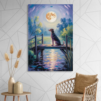 Enchanting Dog and Moon Living Room - Canvas Wall Art