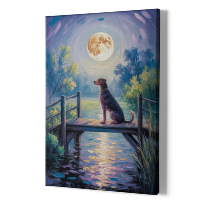 Enchanting Dog and Moon - Canvas Print Art Sides