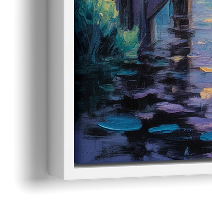 Enchanting Dog and Moon - Close-Up White Frame Canvas