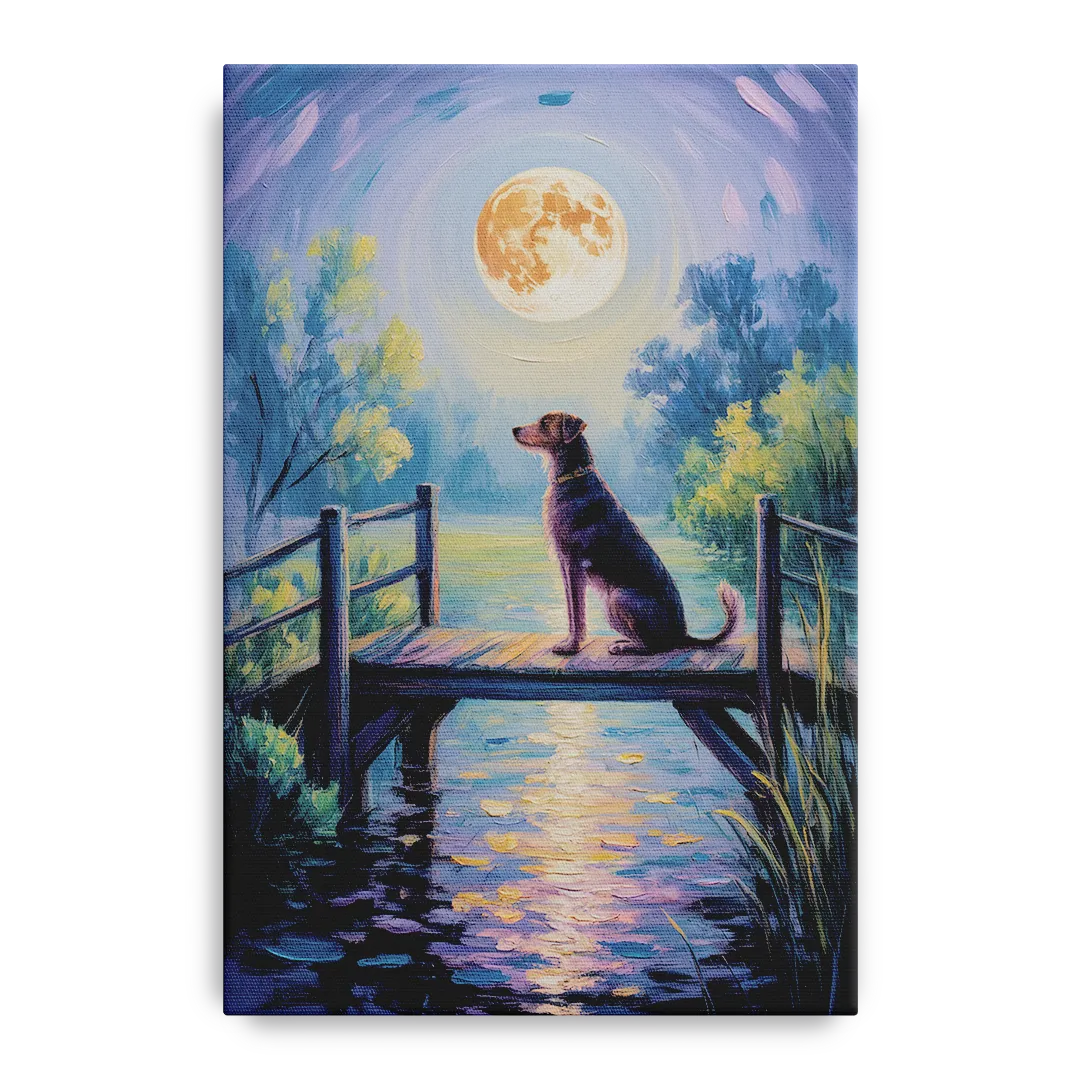 Enchanting Dog and Moon Front - Canvas Wall Art