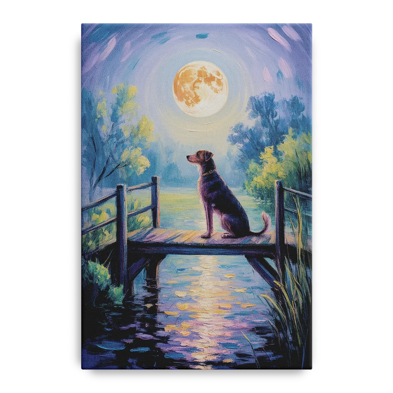 Enchanting Dog and Moon Front - Canvas Wall Art