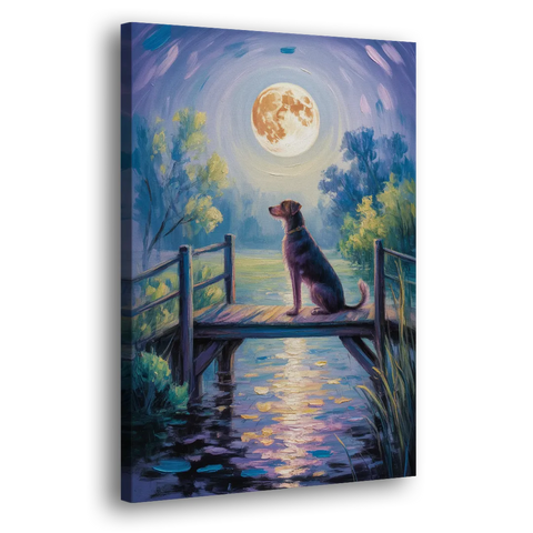 Enchanting Dog and Moon - Canvas Wall Art