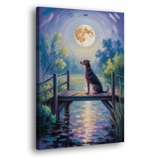 Enchanting Dog and Moon Side - Canvas Wall Art