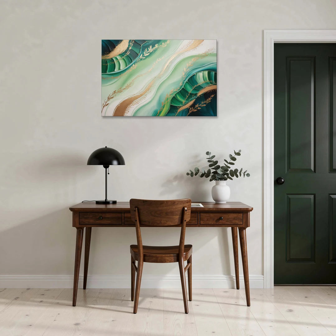 Enchanting Forest Green Abstract - Canvas Wall Art - Office - 36x24