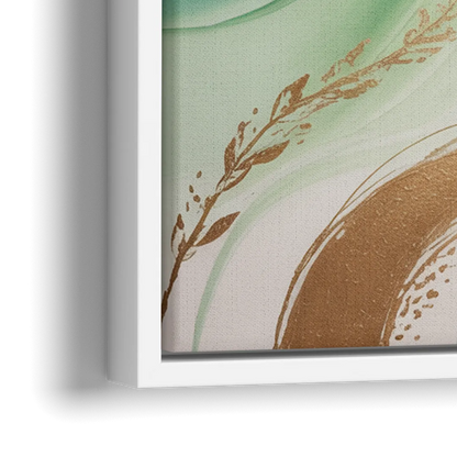 Enchanting Forest Green Abstract - Close-Up White Frame Canvas