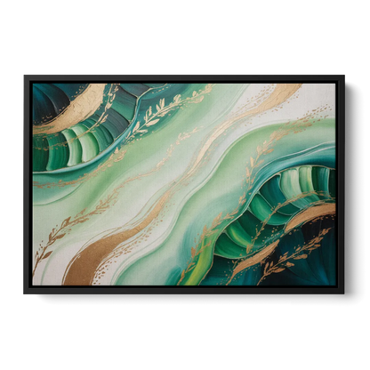 Enchanting Forest Green Abstract - Black Frame Canvas