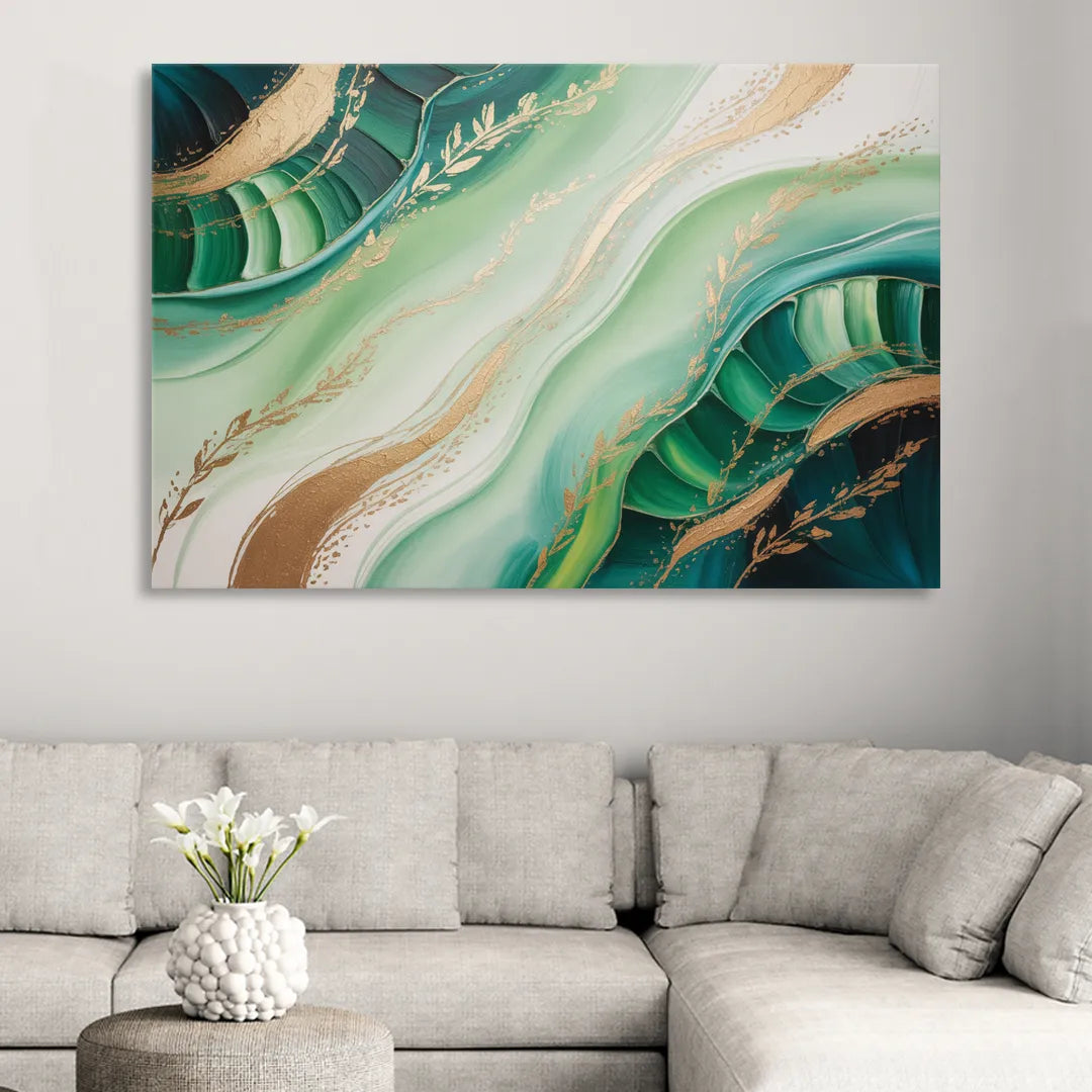 Enchanting Forest Green Abstract Sitting Room - Canvas Wall Art