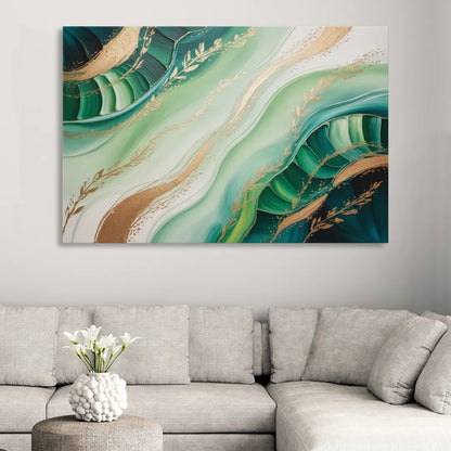 Enchanting Forest Green Abstract Sitting Room - Canvas Wall Art