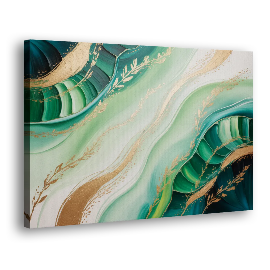 Enchanting Forest Green Abstract Side - Canvas Wall Art