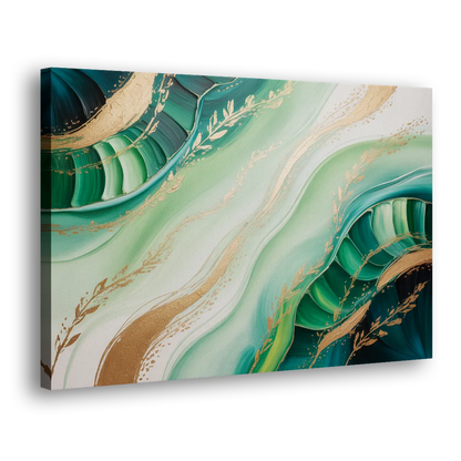 Enchanting Forest Green Abstract Side - Canvas Wall Art