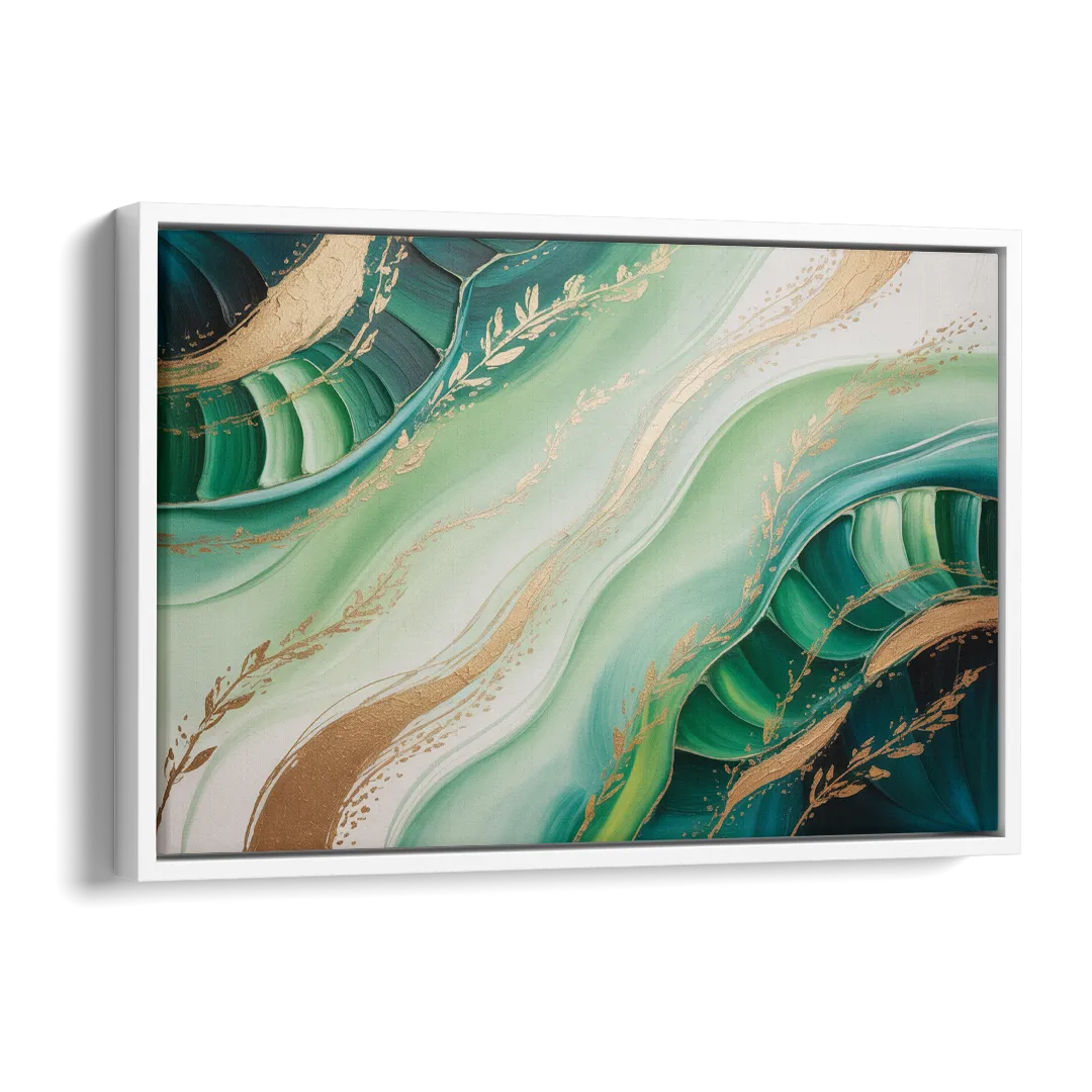 Enchanting Forest Green Abstract Side - White Canvas Wall Art