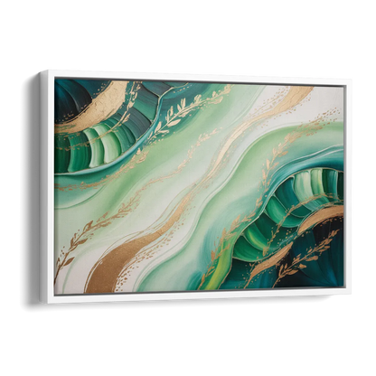 Enchanting Forest Green Abstract Side - White Canvas Wall Art