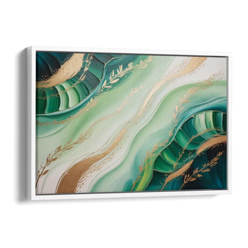 Enchanting Forest Green Abstract Side - White Canvas Wall Art