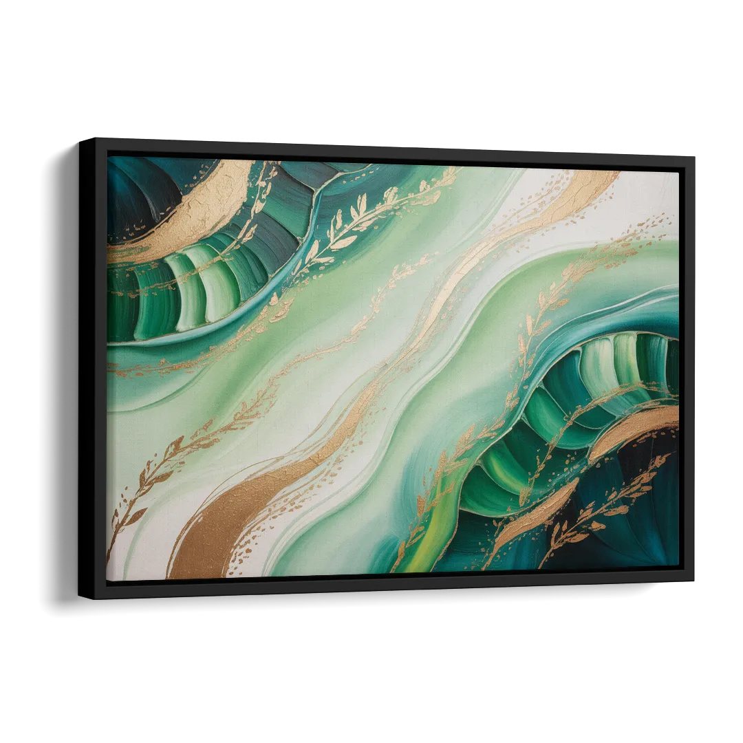 Enchanting Forest Green Abstract Side - Black Canvas Wall Art