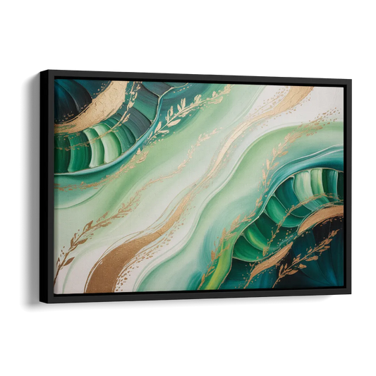 Enchanting Forest Green Abstract Side - Black Canvas Wall Art