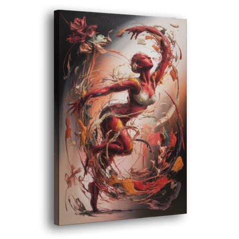 Energetic Harmony Red Abstract - Canvas Wall Art - Side