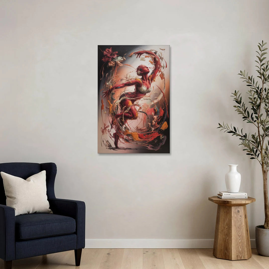 Energetic Harmony Red Abstract - Canvas Wall Art - Sofa - 24x36