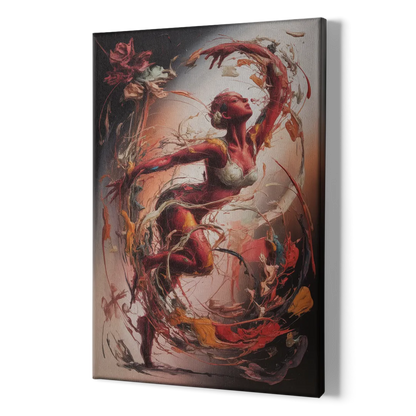 Energetic Harmony Red Abstract - Canvas Print Art Sides