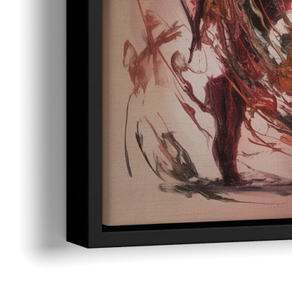 Energetic Harmony Red Abstract - Close-Up Black Frame Canvas