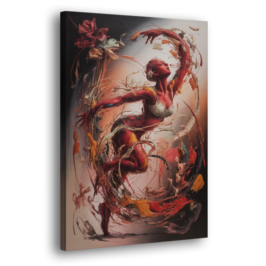 Energetic Harmony Red Abstract Side - Canvas Wall Art