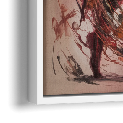 Energetic Harmony Red Abstract - Close-Up White Frame Canvas
