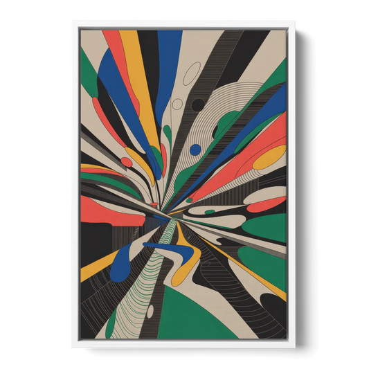 Energetic Layers of Colorful Abstract - White Framed Canvas Wall Art - Front