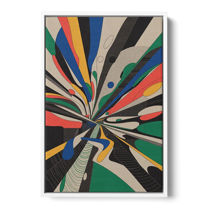 Energetic Layers of Colorful Abstract - White Frame Canvas