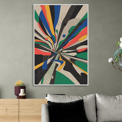Energetic Layers of Colorful Abstract Sitting Room - White Canvas Wall Art