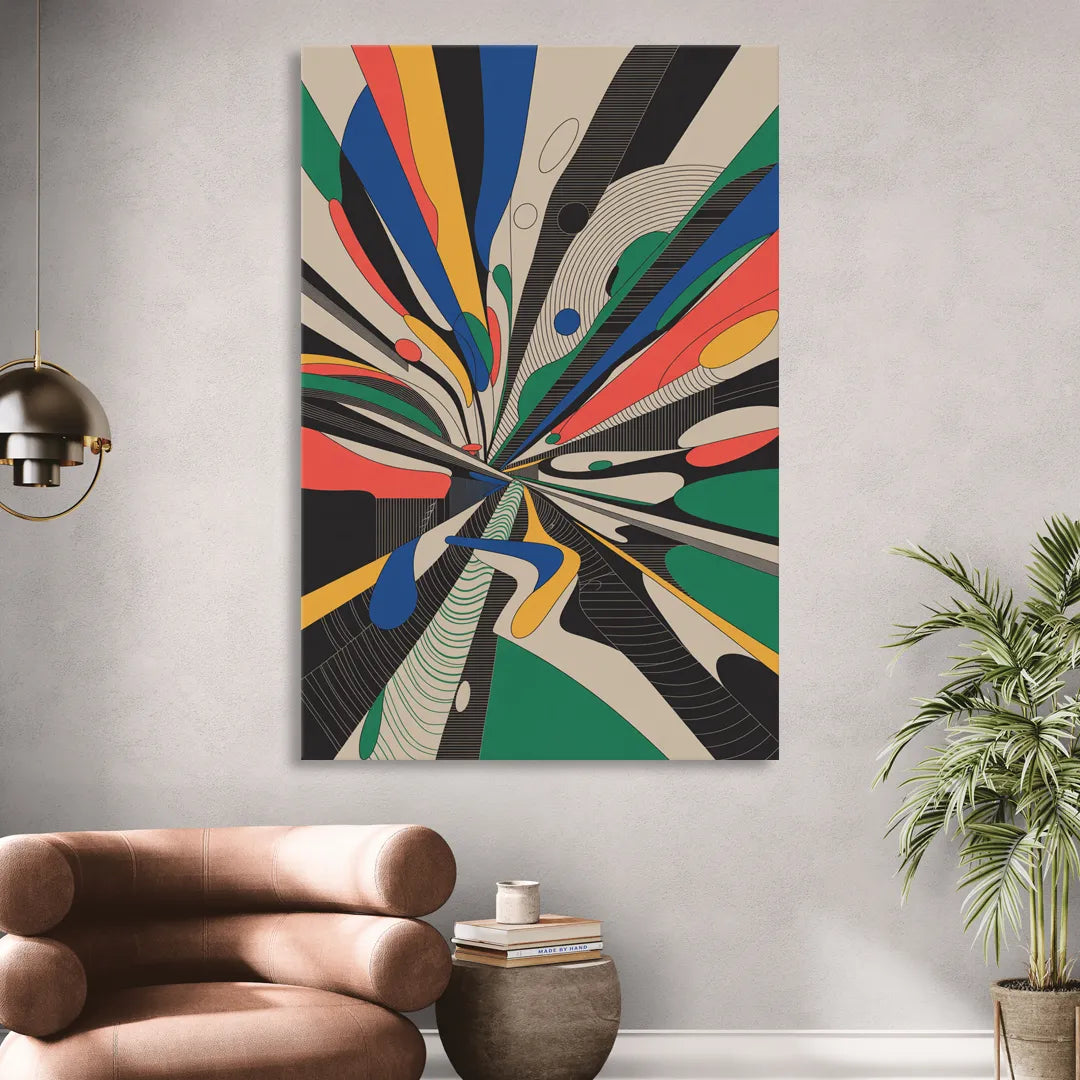 Energetic Layers of Colorful Abstract Sitting Room - Canvas Wall Art