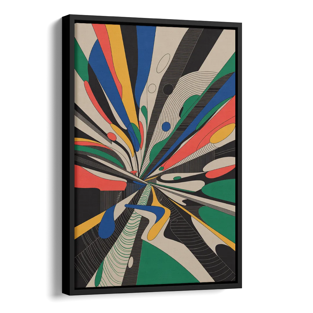 Energetic Layers of Colorful Abstract Side - Black Canvas Wall Art