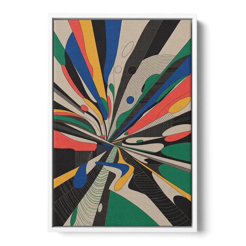 Energetic Layers of Colorful Abstract Front - White Canvas Wall Art