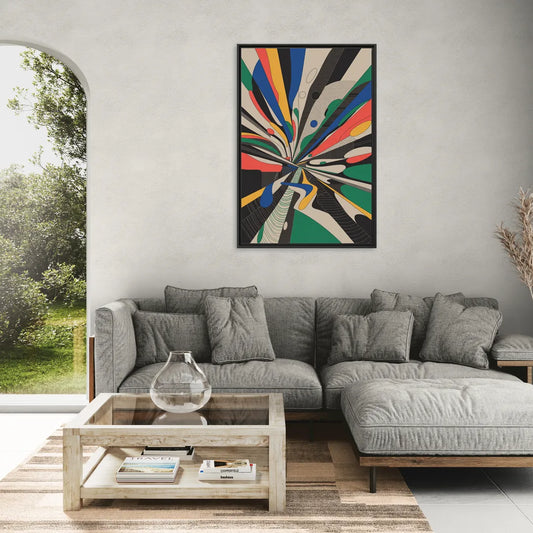 Energetic Layers of Colorful Abstract - Living Room Black Frame Canvas